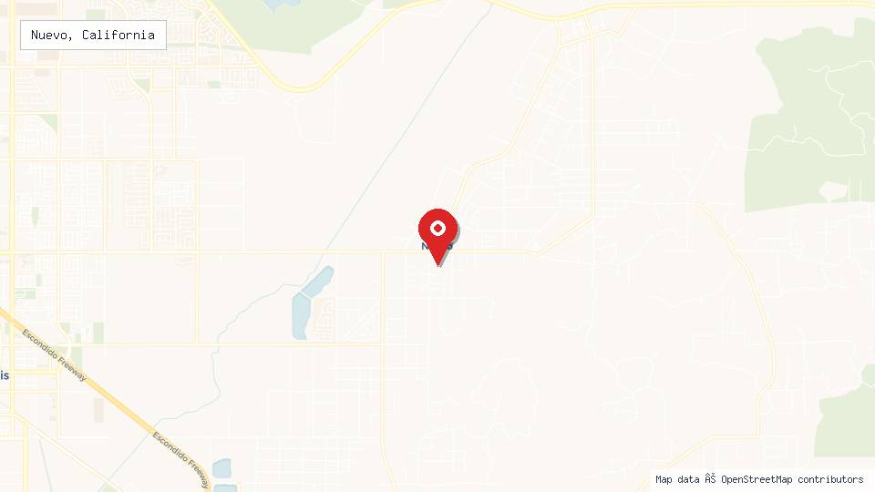 Street map of Nuevo, California with location pin