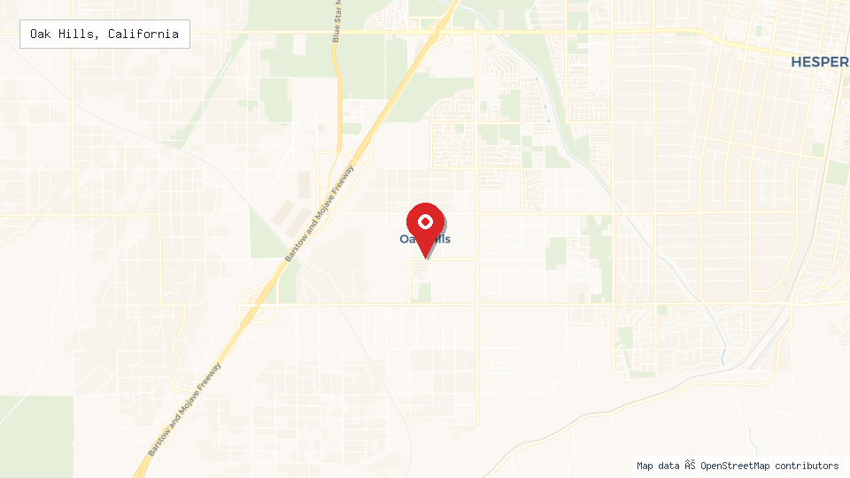 Street map of Oak Hills, California with location pin
