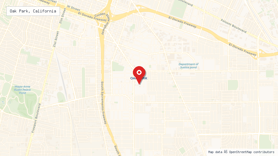 Street map of Oak Park, California with location pin