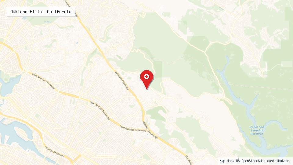 Street map of Oakland Hills, California with location pin
