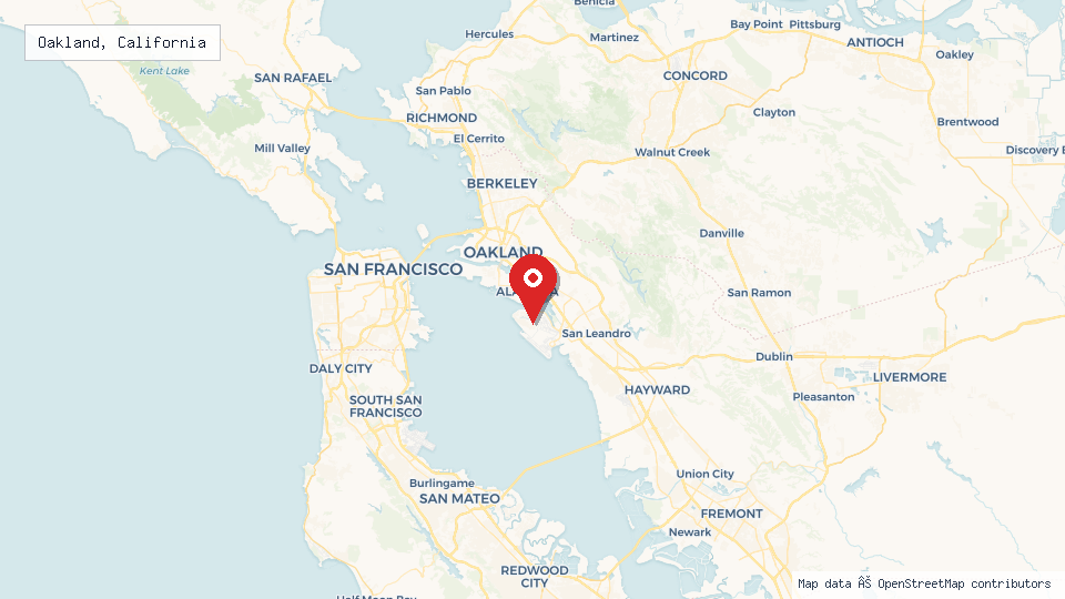 Street map of Oakland, California with location pin