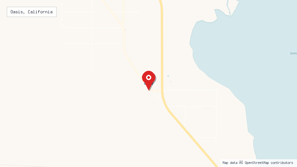 Street map of Oasis, California with location pin