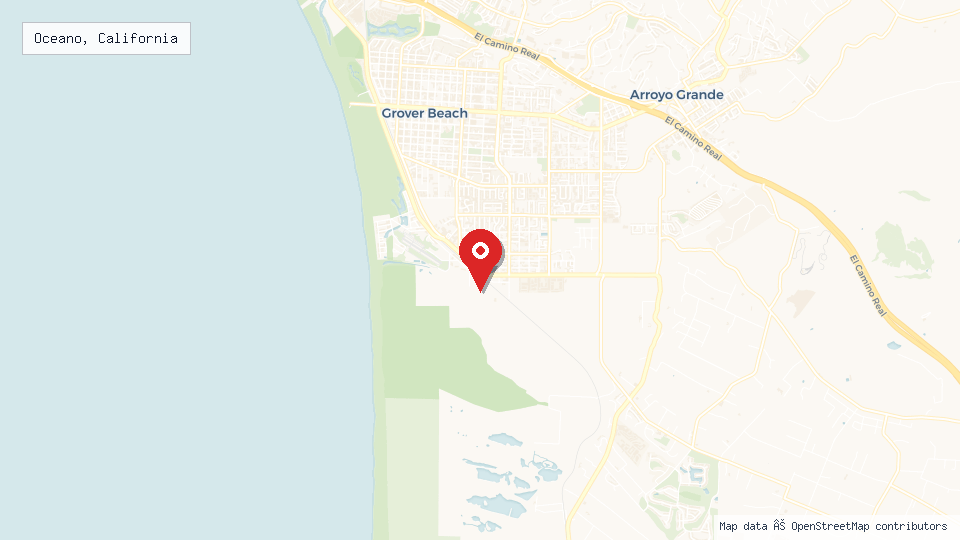 Street map of Oceano, California with location pin