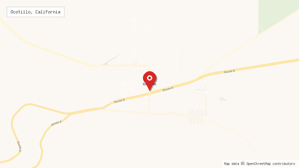 Street map of Ocotillo, California with location pin