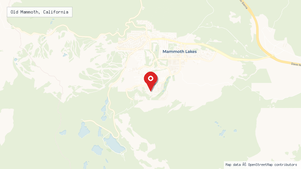 Street map of Old Mammoth, California with location pin