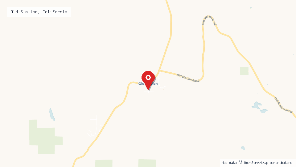 Street map of Old Station, California with location pin