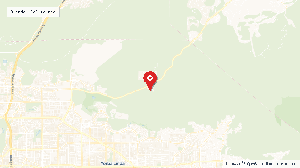 Street map of Olinda, California with location pin