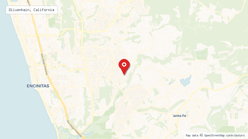 Street map of Olivenhain, California with location pin
