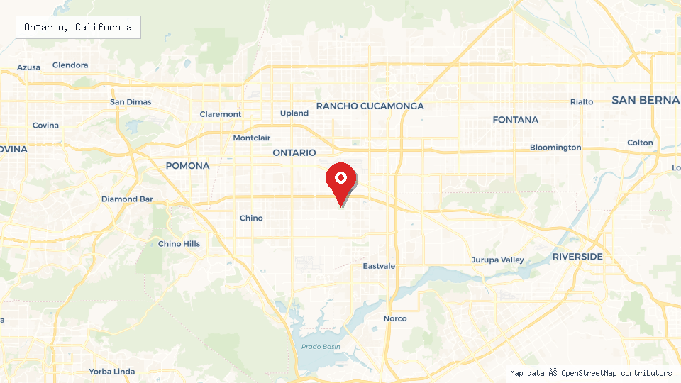 Street map of Ontario, California with location pin
