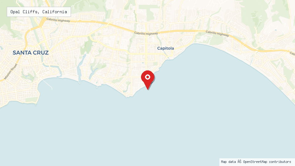 Street map of Opal Cliffs, California with location pin