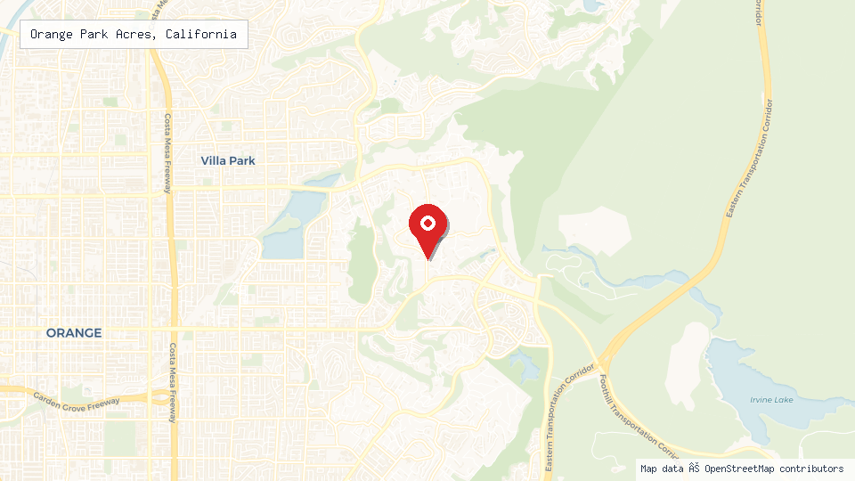 Street map of Orange Park Acres, California with location pin