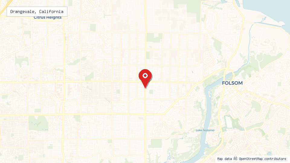 Street map of Orangevale, California with location pin