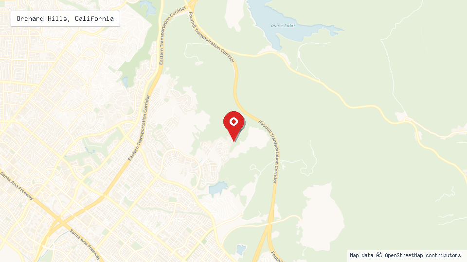 Street map of Orchard Hills, California with location pin