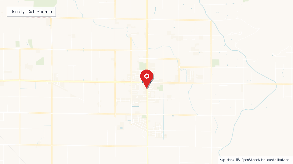 Street map of Orosi, California with location pin