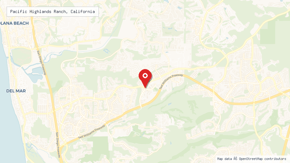 Street map of Pacific Highlands Ranch, California with location pin