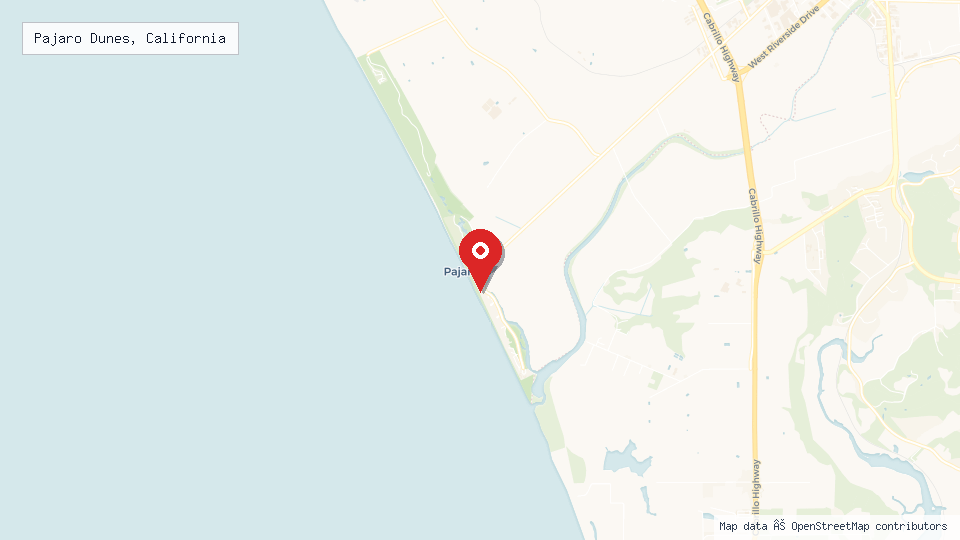 Street map of Pajaro Dunes, California with location pin