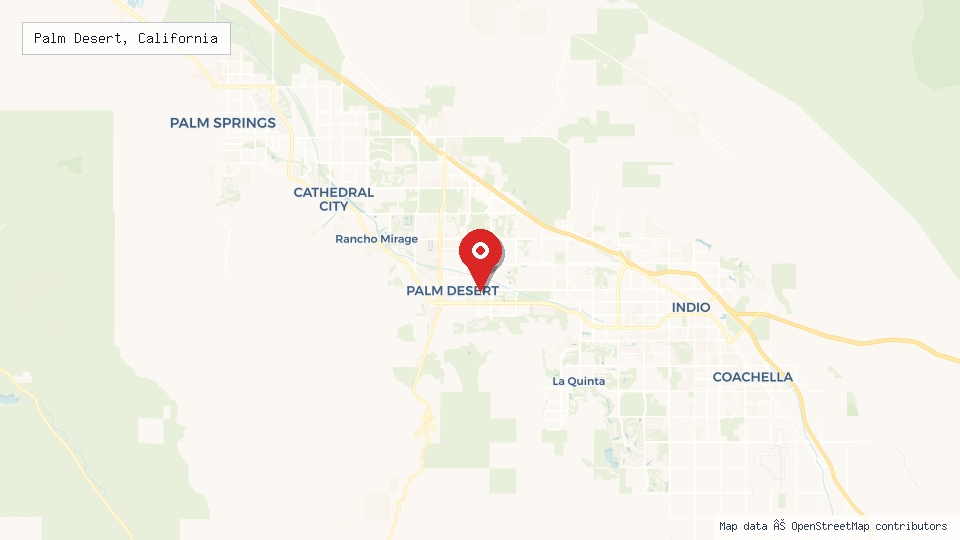 Street map of Palm Desert, California with location pin