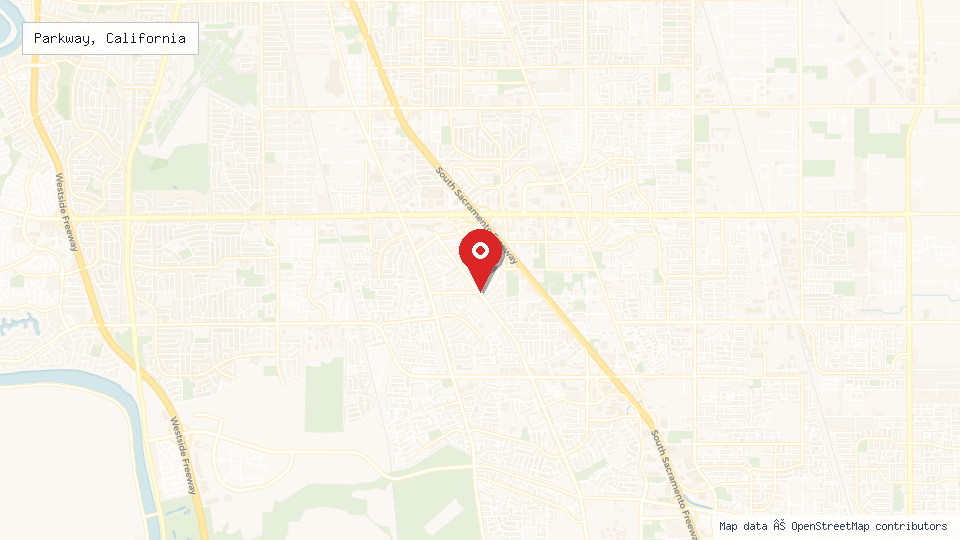 Street map of Parkway, California with location pin