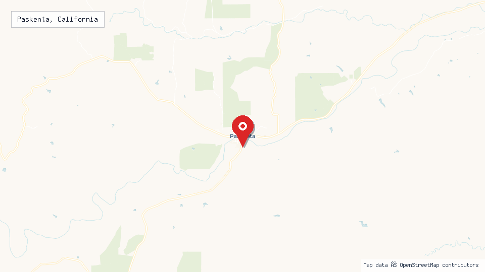 Street map of Paskenta, California with location pin