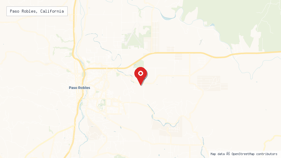 Street map of Paso Robles, California with location pin
