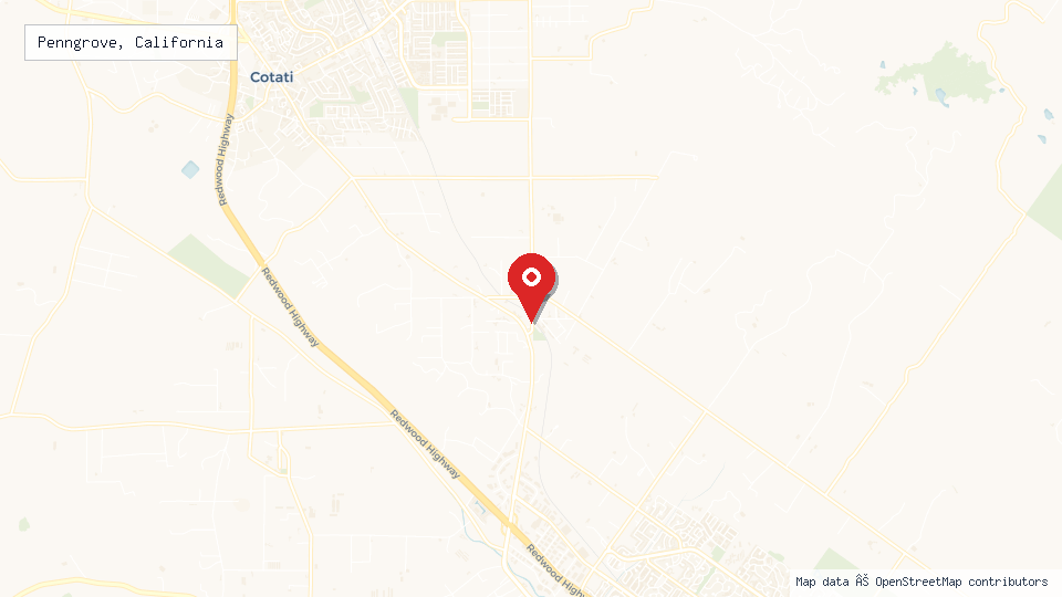 Street map of Penngrove, California with location pin