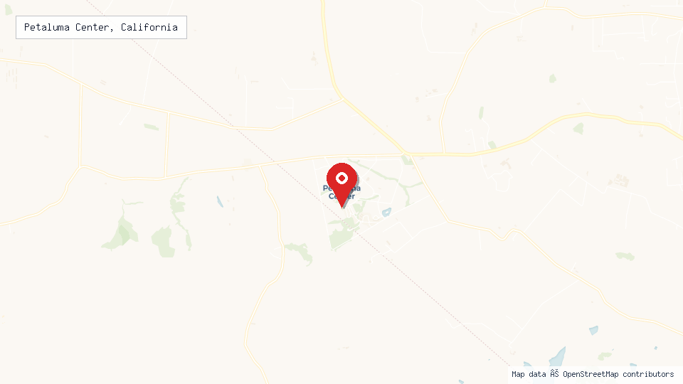 Street map of Petaluma Center, California with location pin