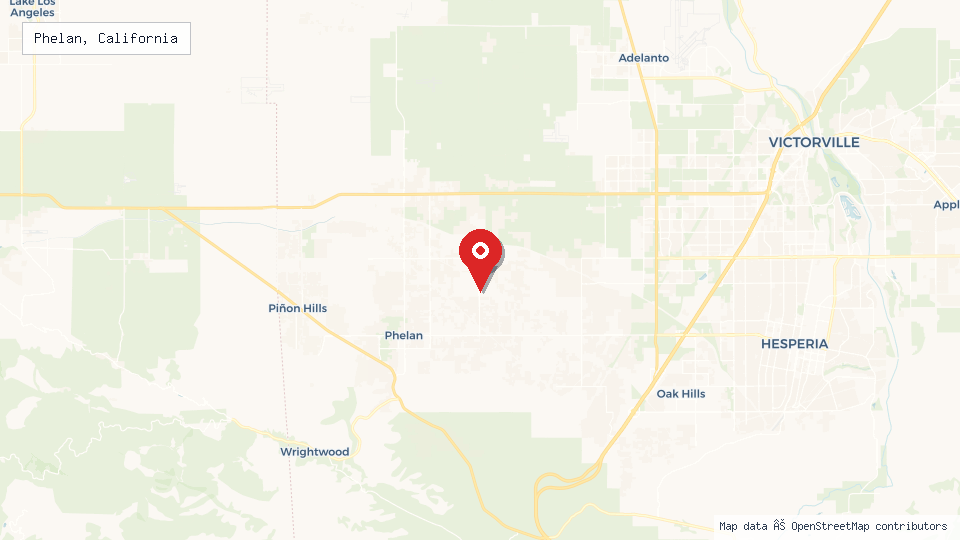 Street map of Phelan, California with location pin