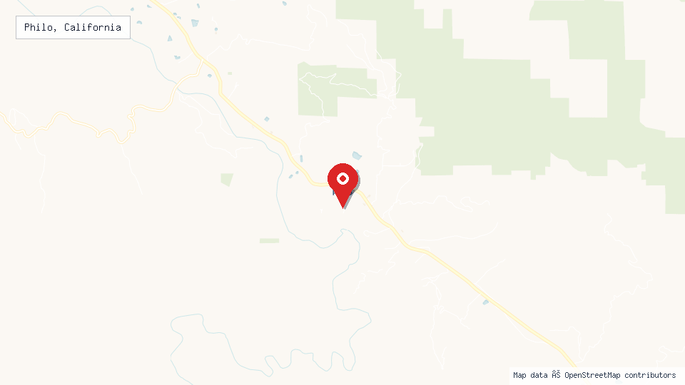 Street map of Philo, California with location pin