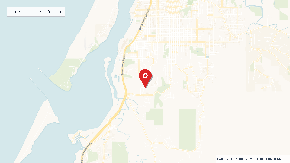 Street map of Pine Hill, California with location pin