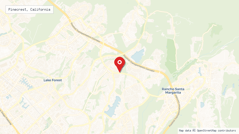 Street map of Pinecrest, California with location pin