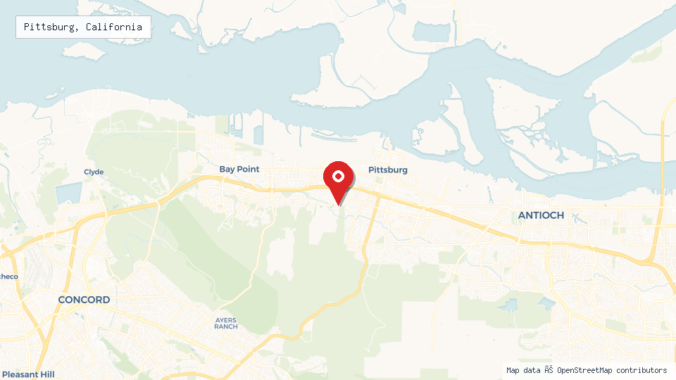 Street map of Pittsburg, California with location pin