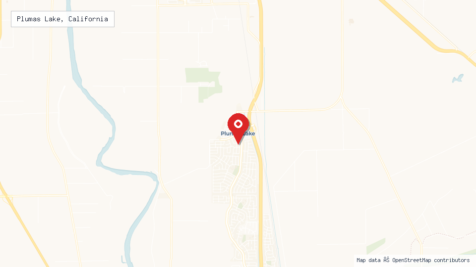 Street map of Plumas Lake, California with location pin