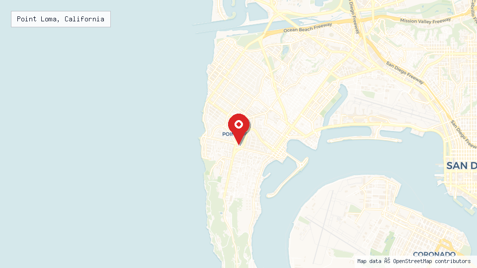 Street map of Point Loma, California with location pin