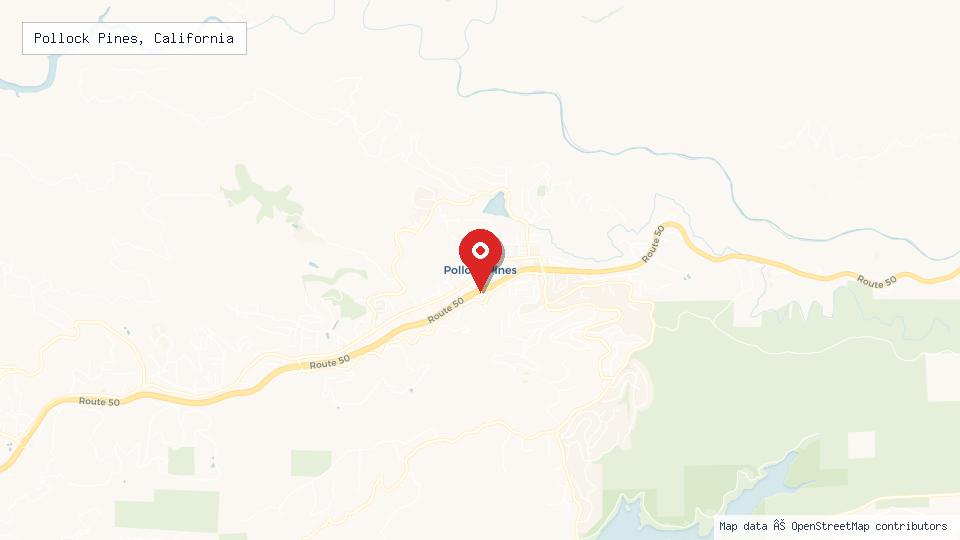 Street map of Pollock Pines, California with location pin