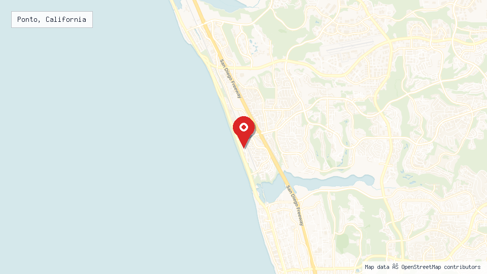 Street map of Ponto, California with location pin