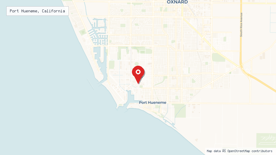 Street map of Port Hueneme, California with location pin