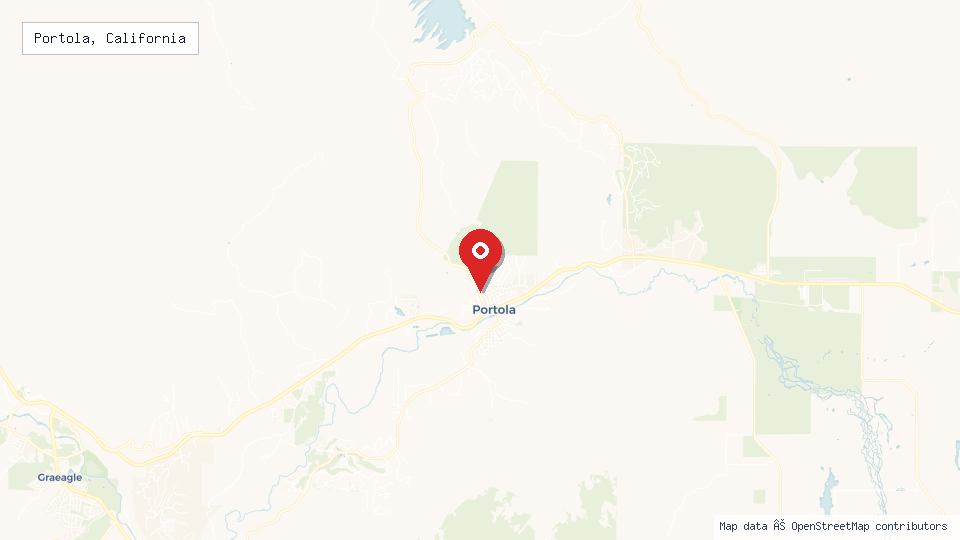 Street map of Portola, California with location pin