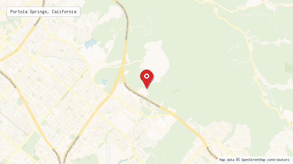 Street map of Portola Springs, California with location pin