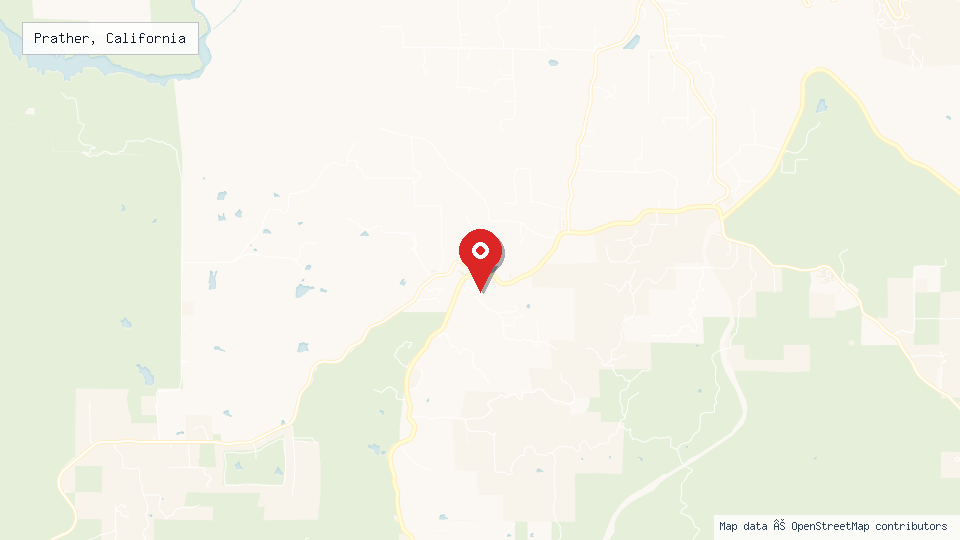 Street map of Prather, California with location pin