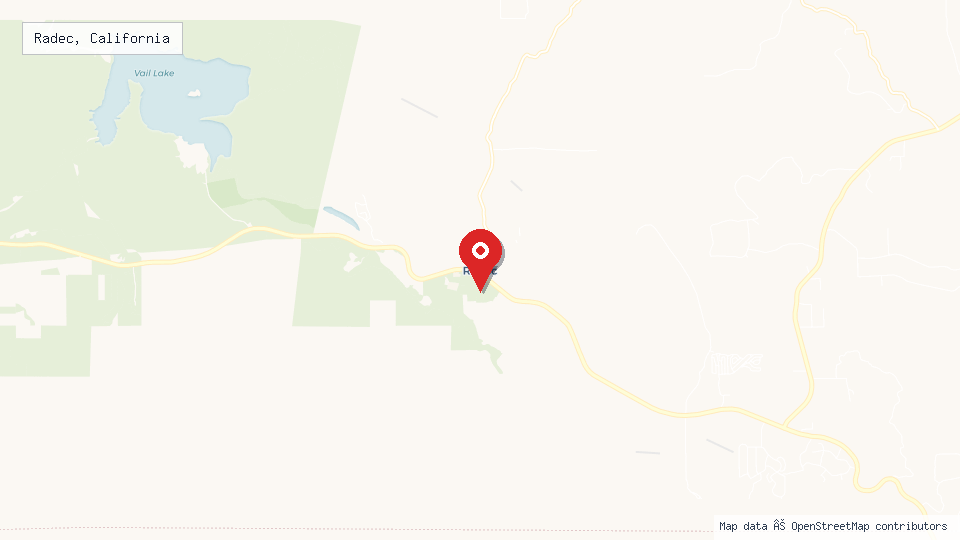 Street map of Radec, California with location pin