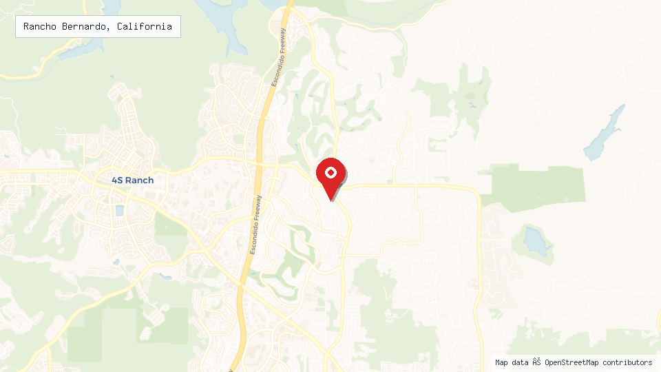 Street map of Rancho Bernardo, California with location pin