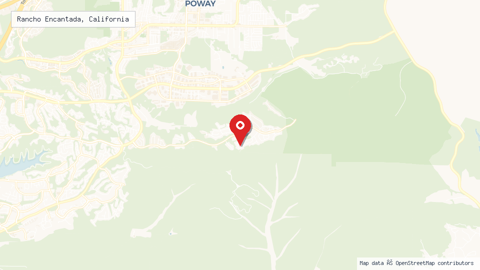 Street map of Rancho Encantada, California with location pin