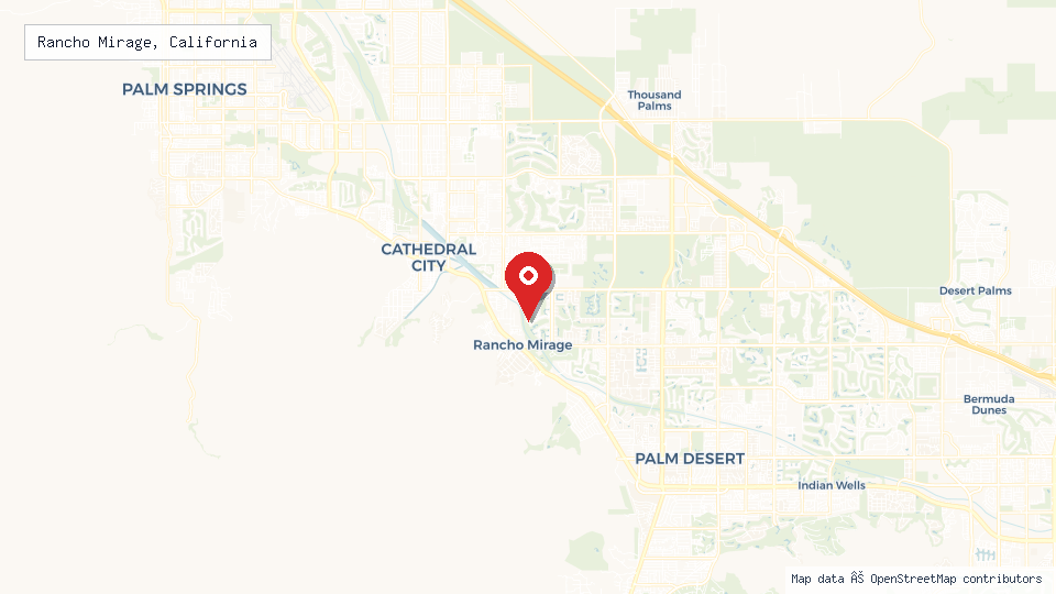 Street map of Rancho Mirage, California with location pin