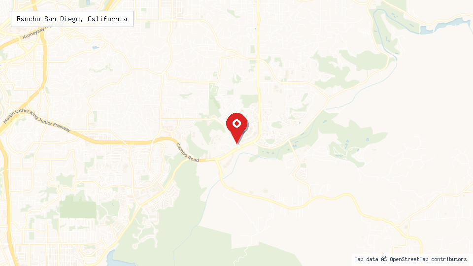 Street map of Rancho San Diego, California with location pin