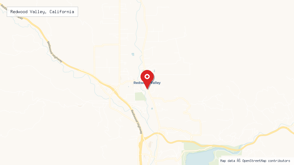 Street map of Redwood Valley, California with location pin