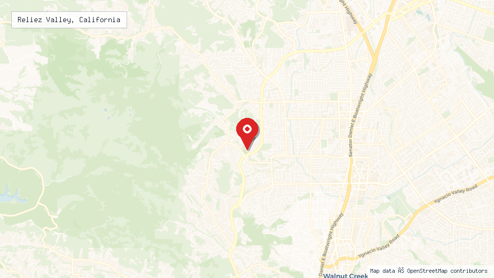 Street map of Reliez Valley, California with location pin