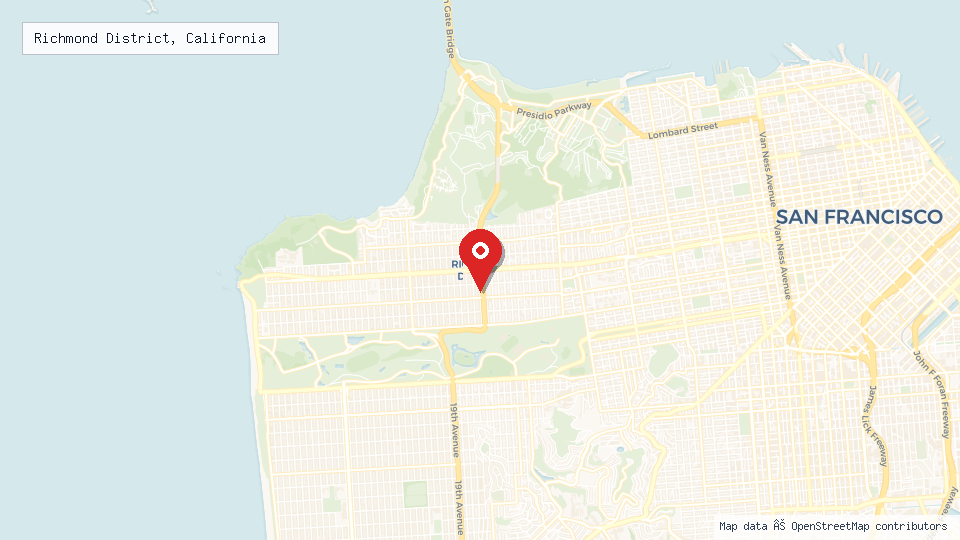 Street map of Richmond District, California with location pin