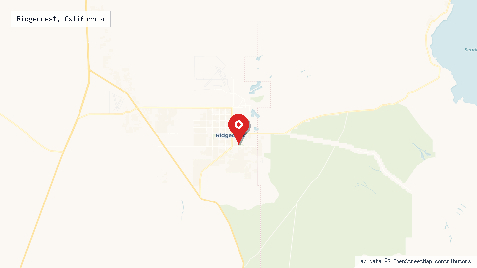 Street map of Ridgecrest, California with location pin