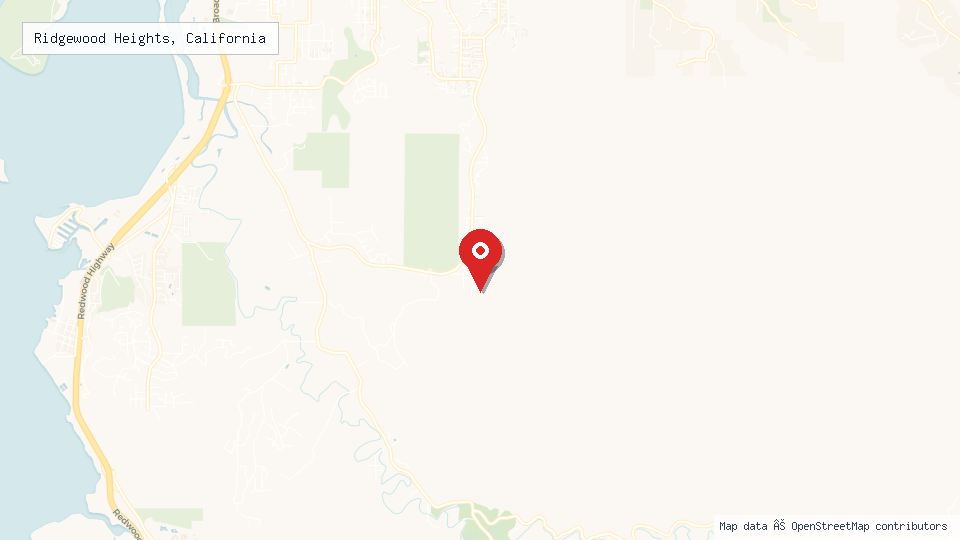 Street map of Ridgewood Heights, California with location pin