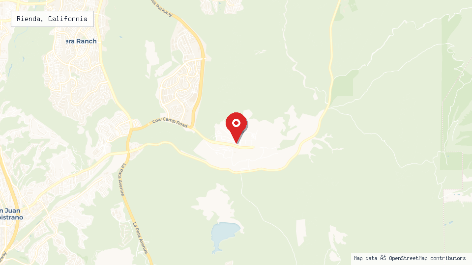 Street map of Rienda, California with location pin